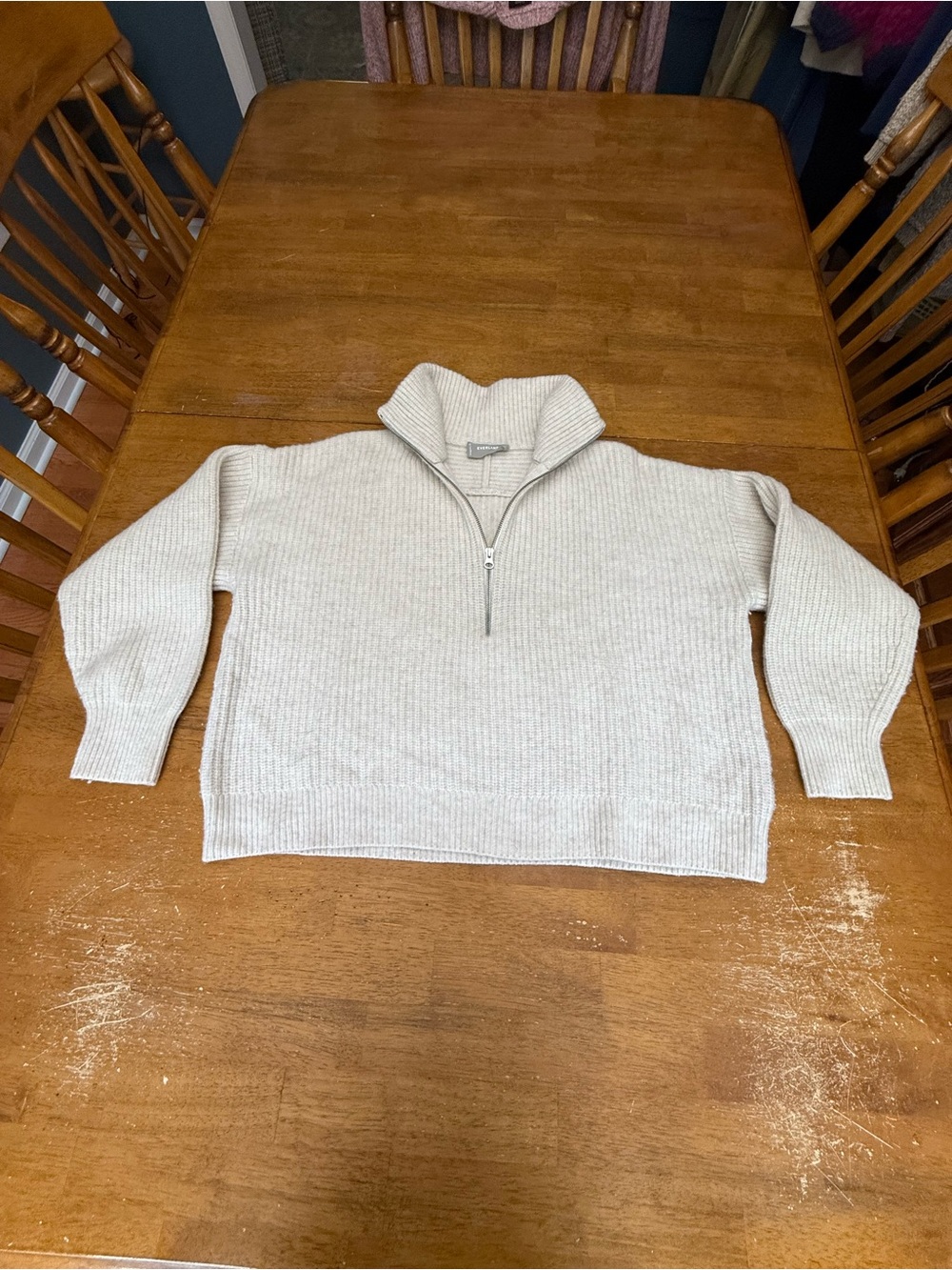 Everlane Half-Zip Sweater in Luxe Merino Heathered Oat
